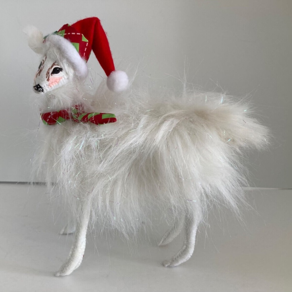 Annalee Christmas Cheery Llama 10" Plush Figurine Santa Hat Argyle Tie 2014